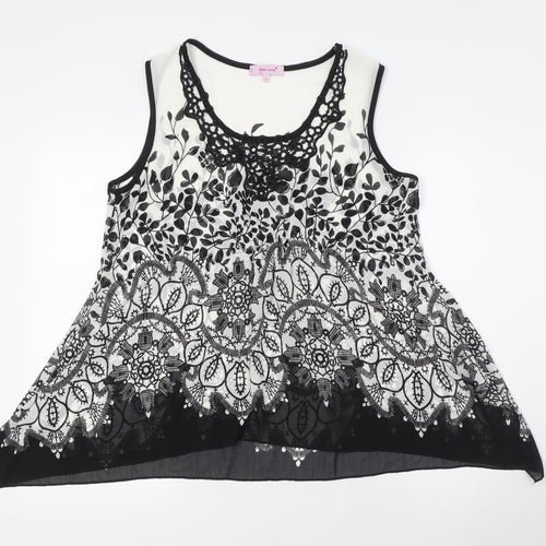 Per Una Womens White Polyester Basic Blouse Size 14 Round Neck - Embellished Front