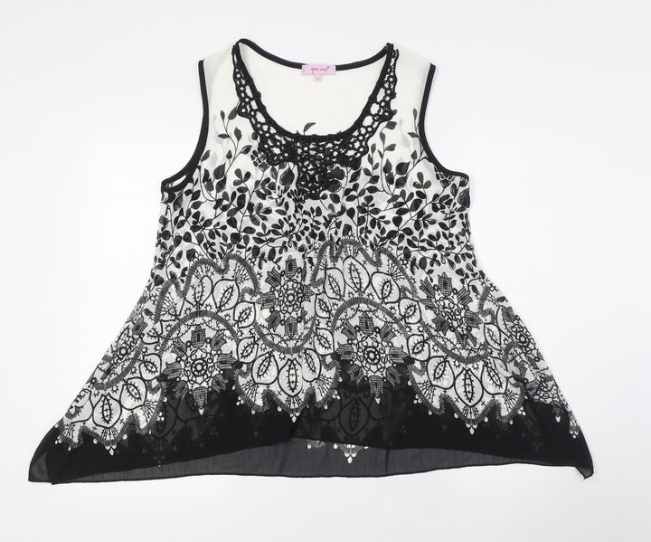 Per Una Womens White Polyester Basic Blouse Size 14 Round Neck - Embellished Front