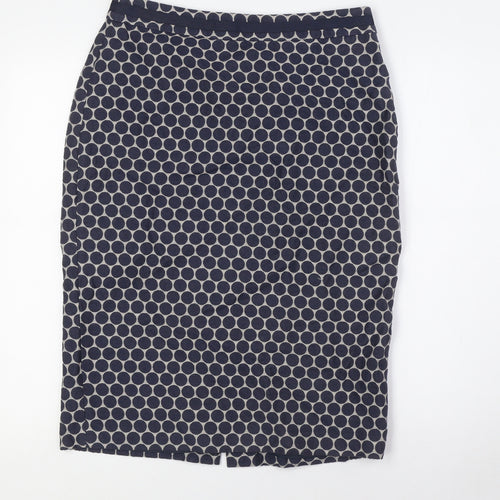 Boden Womens Blue Polka Dot Polyester Straight & Pencil Skirt Size 12 Zip
