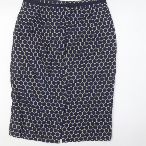 Boden Womens Blue Polka Dot Polyester Straight & Pencil Skirt Size 12 Zip