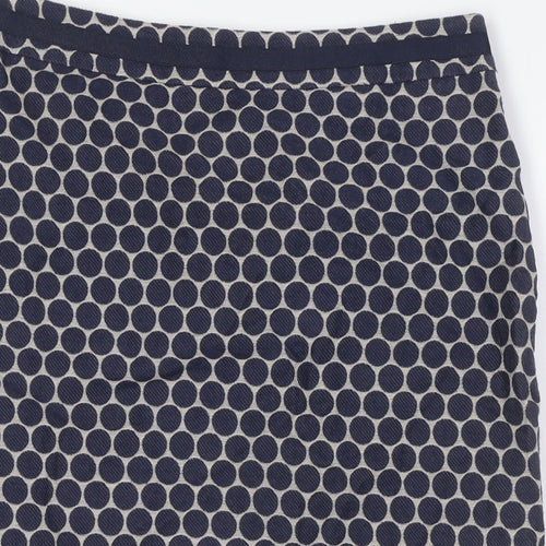 Boden Womens Blue Polka Dot Polyester Straight & Pencil Skirt Size 12 Zip
