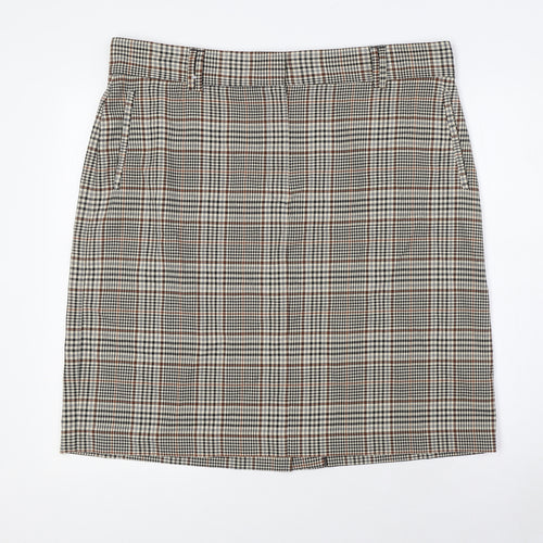 Marks and Spencer Womens Multicoloured Check Polyester Straight & Pencil Skirt Size 20 Zip