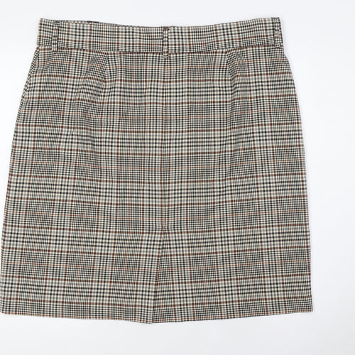 Marks and Spencer Womens Multicoloured Check Polyester Straight & Pencil Skirt Size 20 Zip