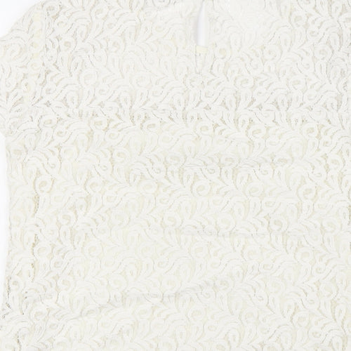 Jack Wills Womens White Cotton Basic Button-Up Size 6 Round Neck - Lace