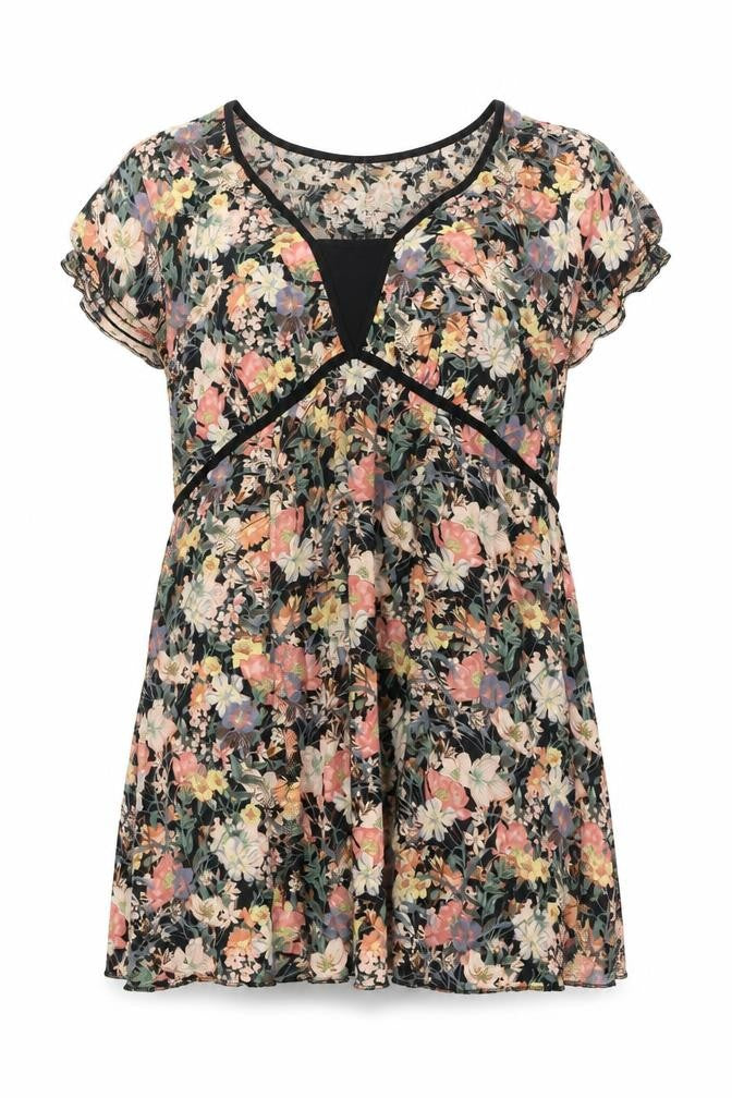 Bill&Blossom Womens Multicoloured Floral Viscose A-Line Size 16 Scoop Neck
