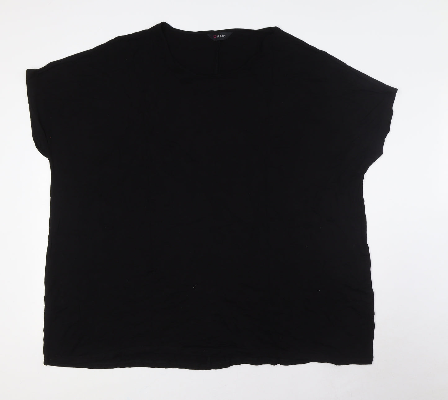 Yours Womens Black Viscose Basic T-Shirt Size 26 Round Neck - Size 26-28