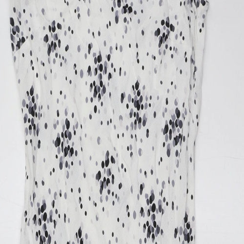 Per Una Womens White Viscose A-Line Size 10 Square Neck - Grey Spots