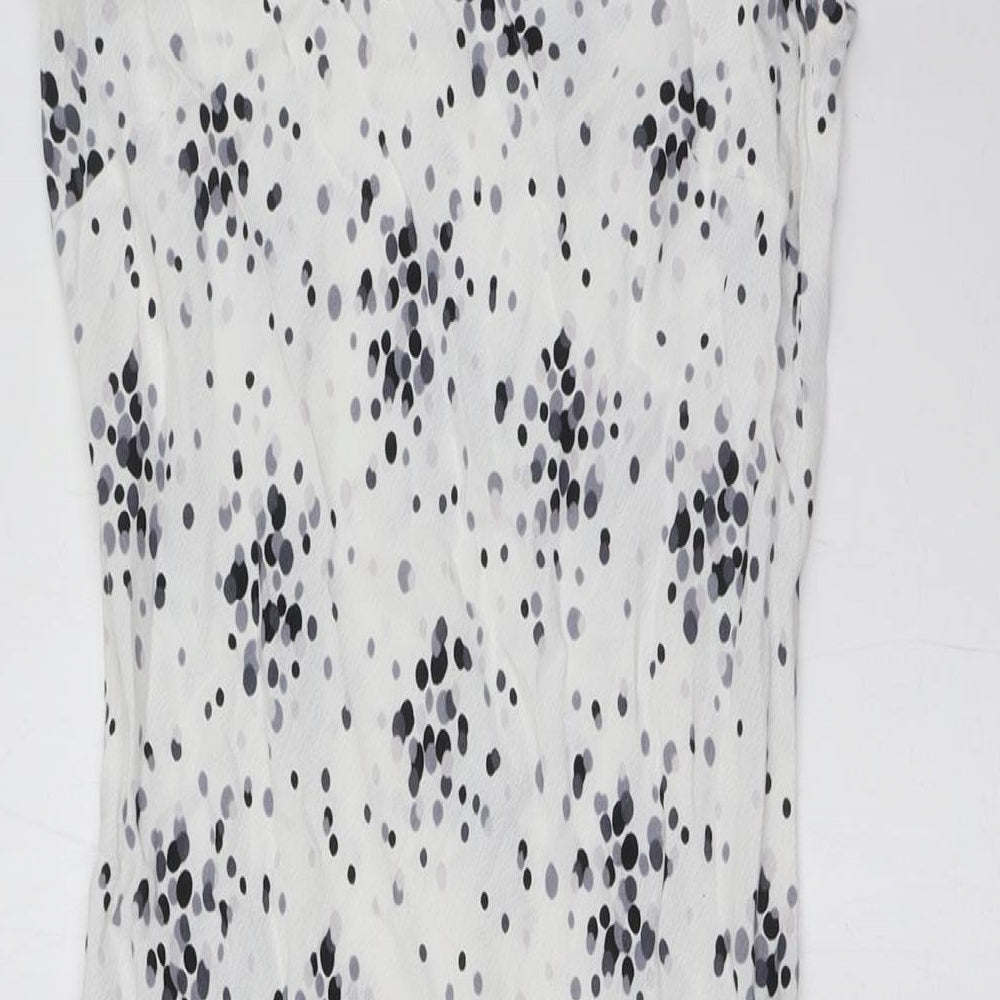 Per Una Womens White Viscose A-Line Size 10 Square Neck - Grey Spots
