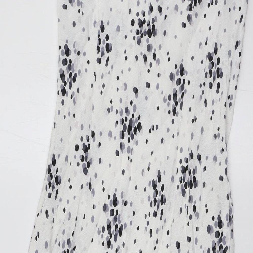 Per Una Womens White Viscose A-Line Size 10 Square Neck - Grey Spots