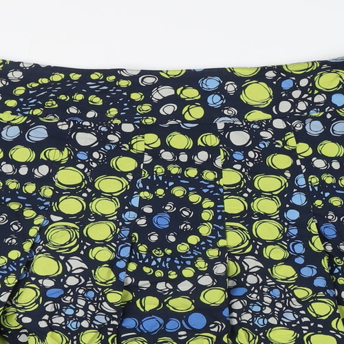 Liz Claiborne Womens Blue Cotton A-Line Skirt Size 16 Zip - Green Grey Blue Spots