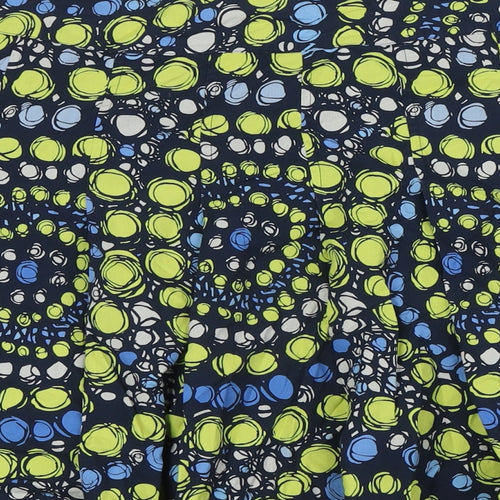 Liz Claiborne Womens Blue Cotton A-Line Skirt Size 16 Zip - Green Grey Blue Spots