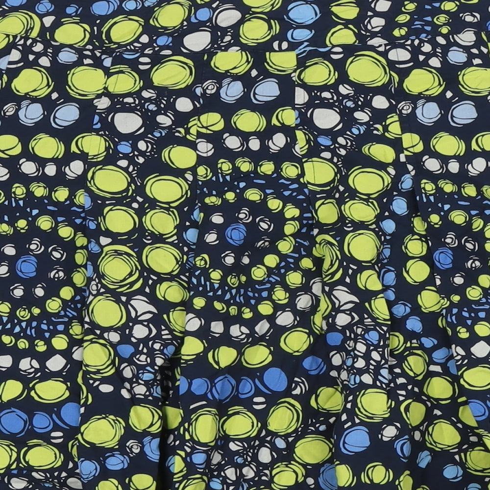 Liz Claiborne Womens Blue Cotton A-Line Skirt Size 16 Zip - Green Grey Blue Spots