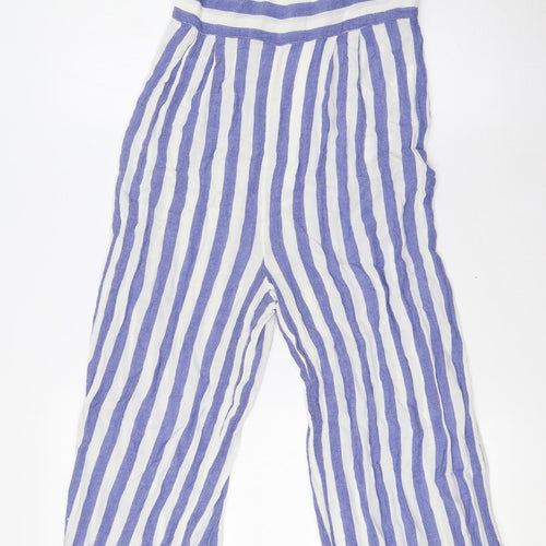 Stradivarius Womens Blue Striped Viscose Jumpsuit One-Piece Size S L28 in Zip