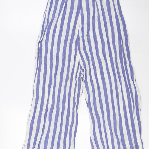 Stradivarius Womens Blue Striped Viscose Jumpsuit One-Piece Size S L28 in Zip