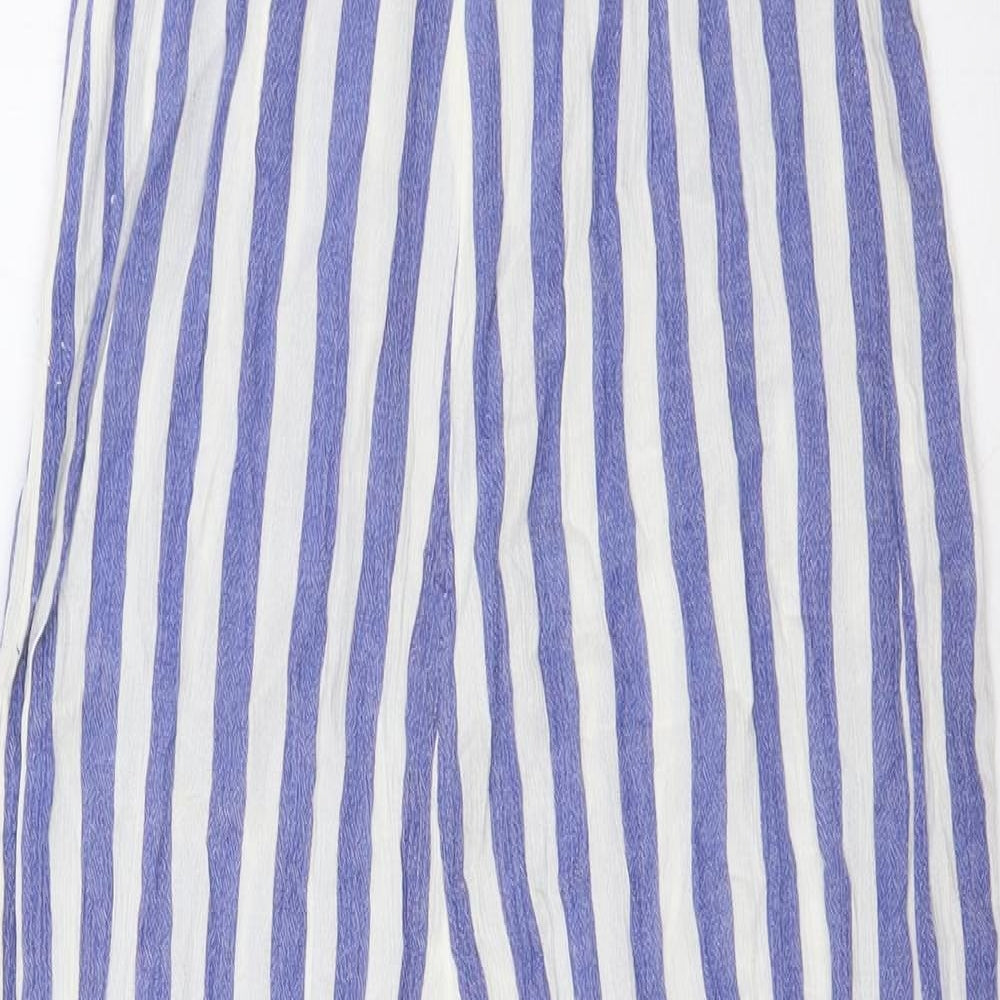 Stradivarius Womens Blue Striped Viscose Jumpsuit One-Piece Size S L28 in Zip