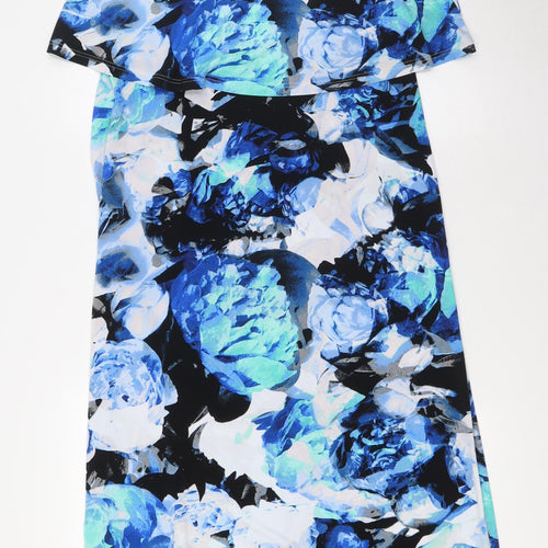 Marks and Spencer Womens Multicoloured Floral Polyester A-Line Size 12 Round Neck