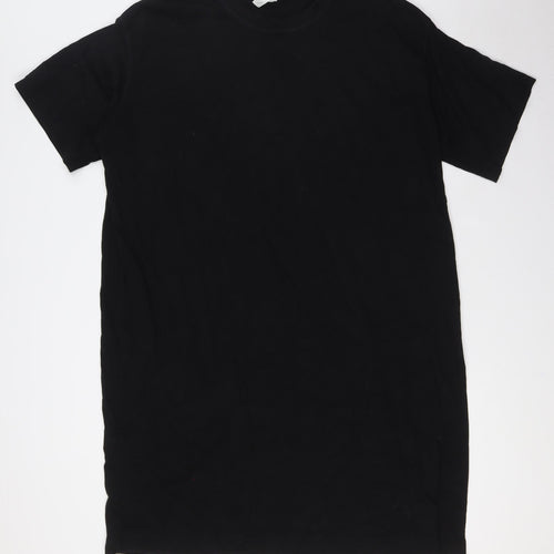 H&M Womens Black Cotton Shirt Dress Size XL Crew Neck