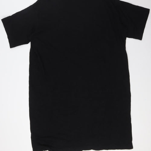 H&M Womens Black Cotton Shirt Dress Size XL Crew Neck