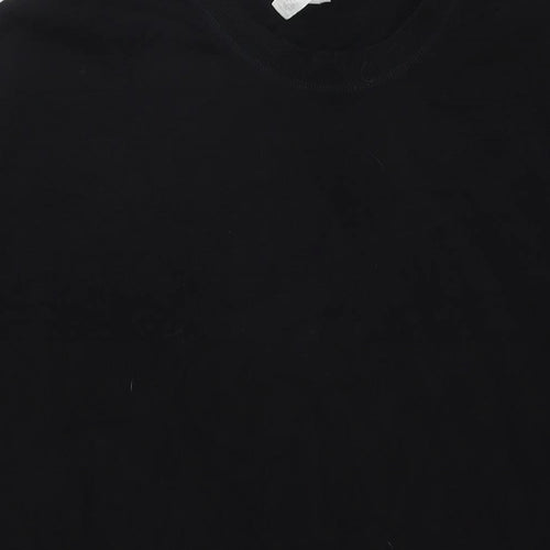 H&M Womens Black Cotton Shirt Dress Size XL Crew Neck