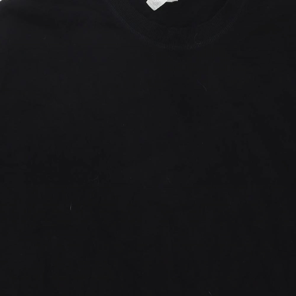 H&M Womens Black Cotton Shirt Dress Size XL Crew Neck