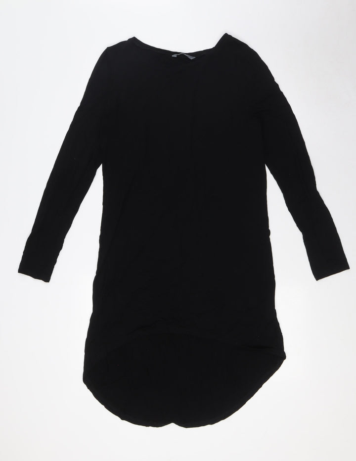 BHS Womens Black Polyester Tunic Button-Up Size 10 Round Neck