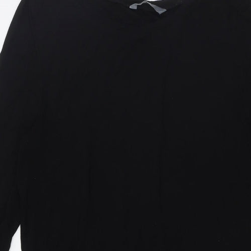 BHS Womens Black Polyester Tunic Button-Up Size 10 Round Neck