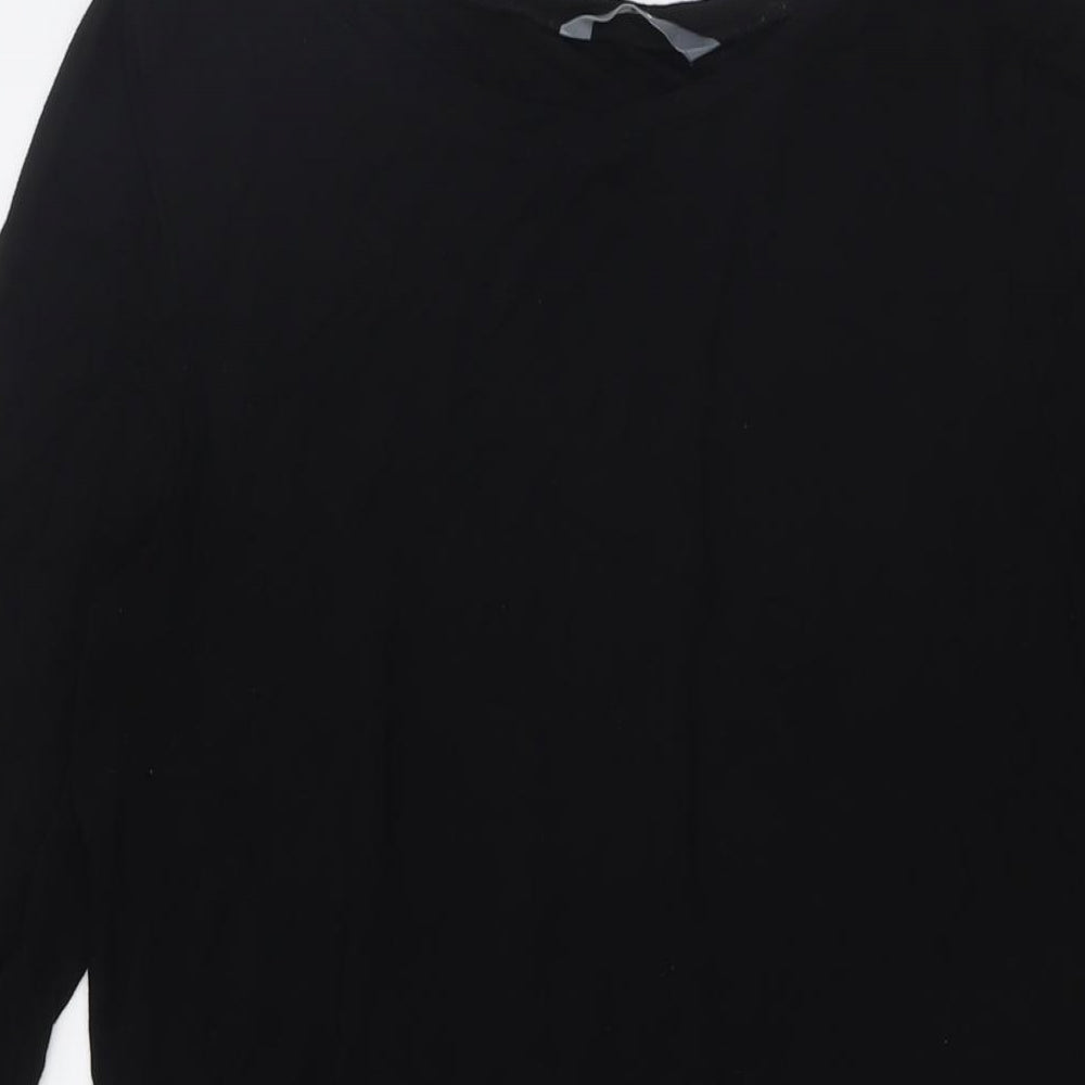 BHS Womens Black Polyester Tunic Button-Up Size 10 Round Neck