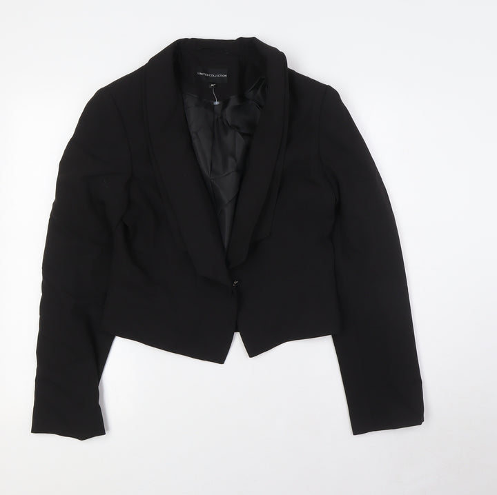 Marks and Spencer Womens Black Jacket Size 10 Button - Double Collared