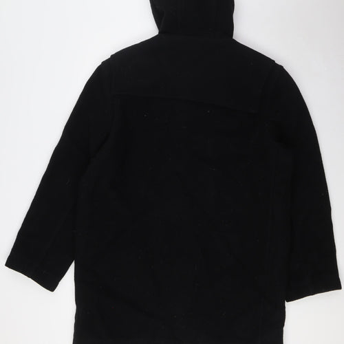 Red Herring Mens Black Overcoat Coat Size M Zip - Hood