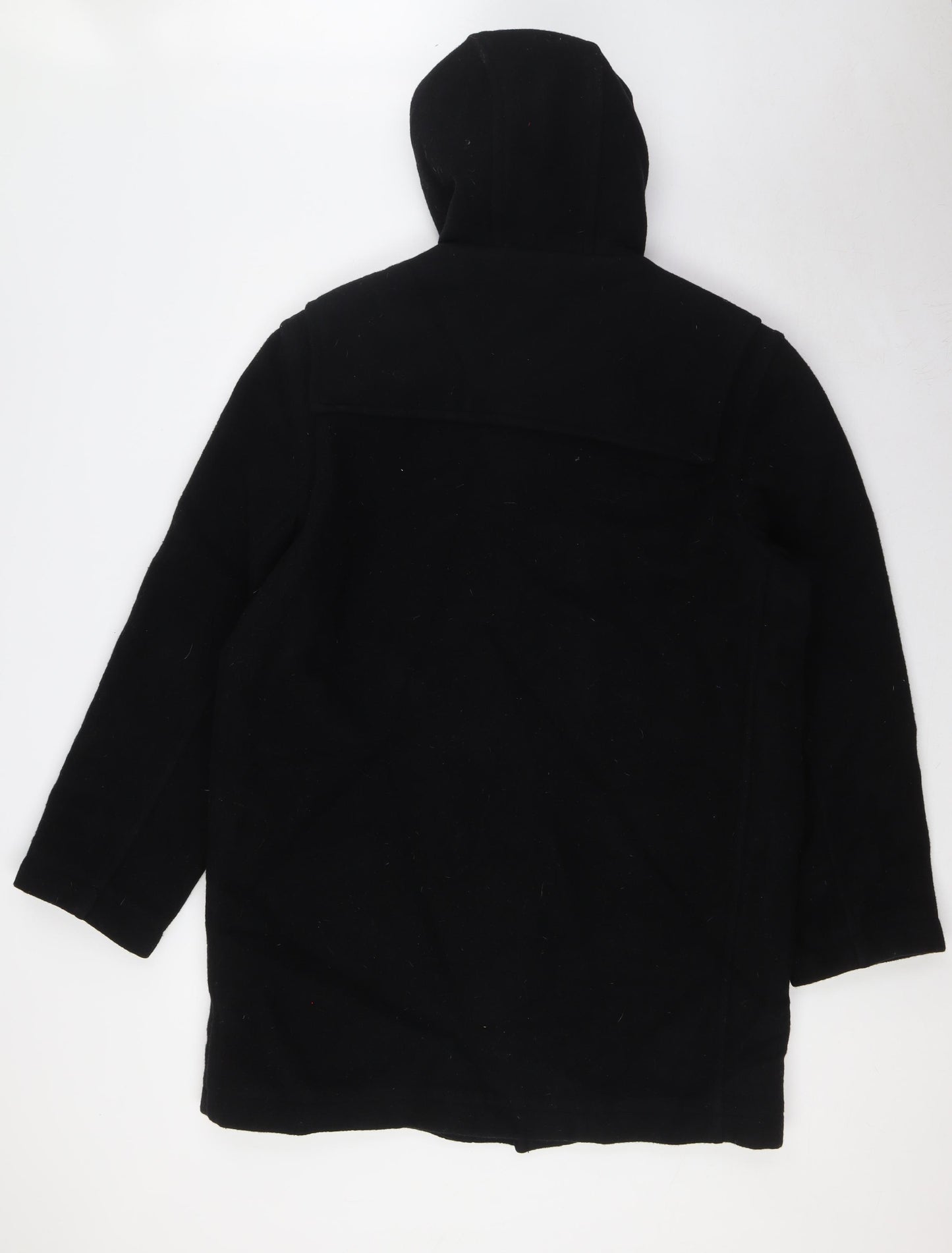 Red Herring Mens Black Overcoat Coat Size M Zip - Hood
