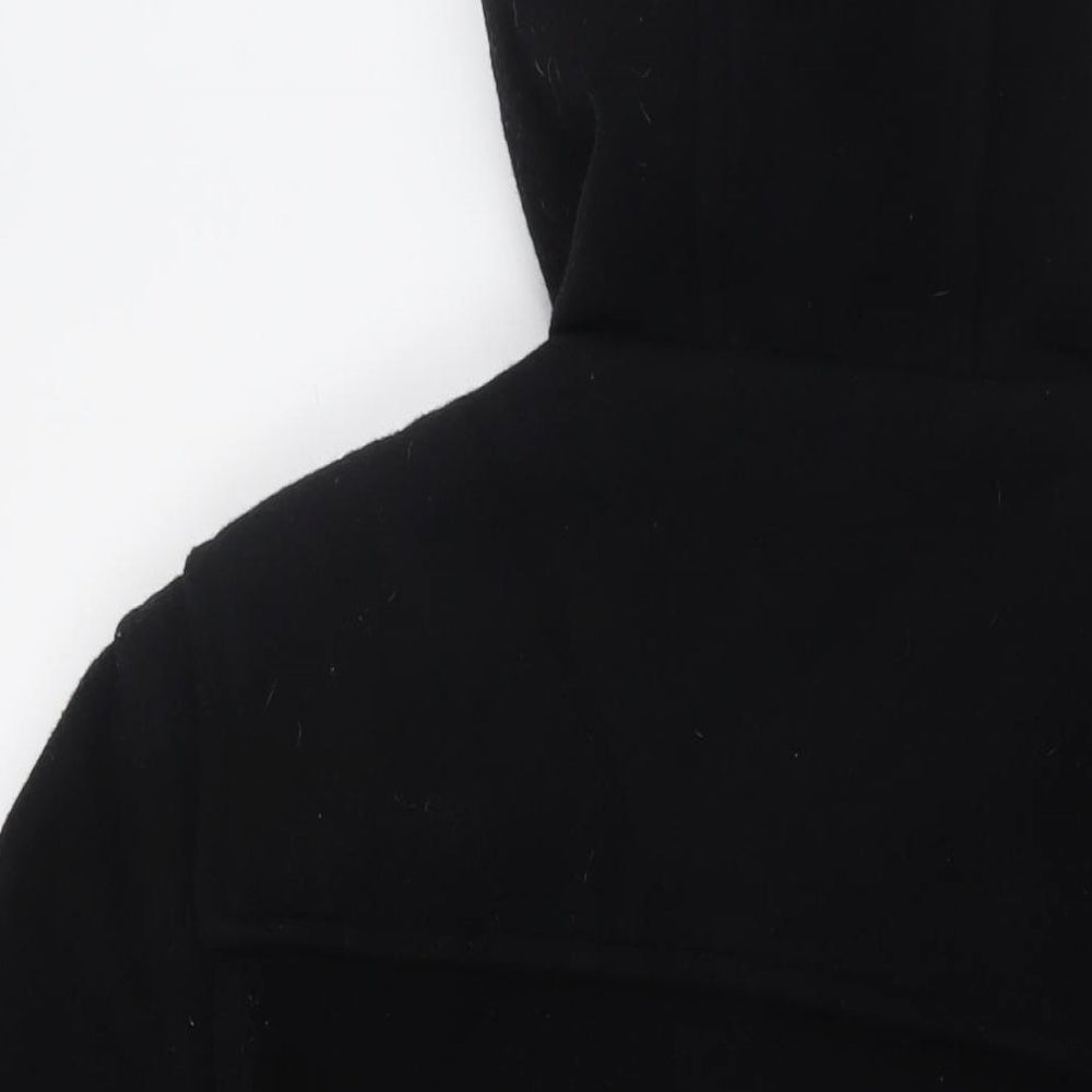 Red Herring Mens Black Overcoat Coat Size M Zip - Hood