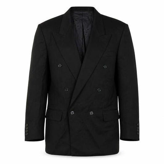 Front view of James Barry men’s black polyester jacket suit jacket, size 40, regular