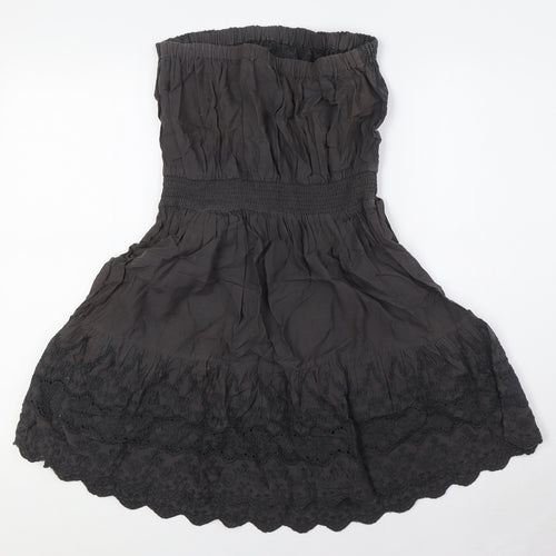 NEXT Womens Brown Cotton A-Line Size 12 Off the Shoulder - Elasticated Waist
