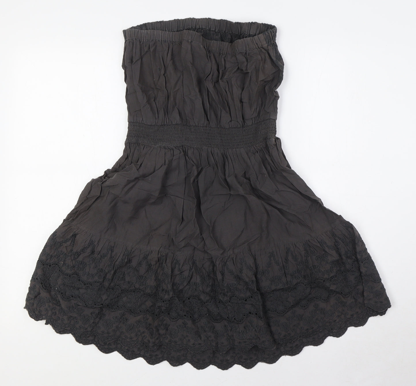NEXT Womens Brown Cotton A-Line Size 12 Off the Shoulder - Elasticated Waist