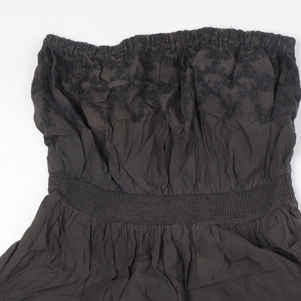 NEXT Womens Brown Cotton A-Line Size 12 Off the Shoulder - Elasticated Waist