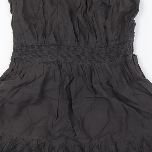 NEXT Womens Brown Cotton A-Line Size 12 Off the Shoulder - Elasticated Waist