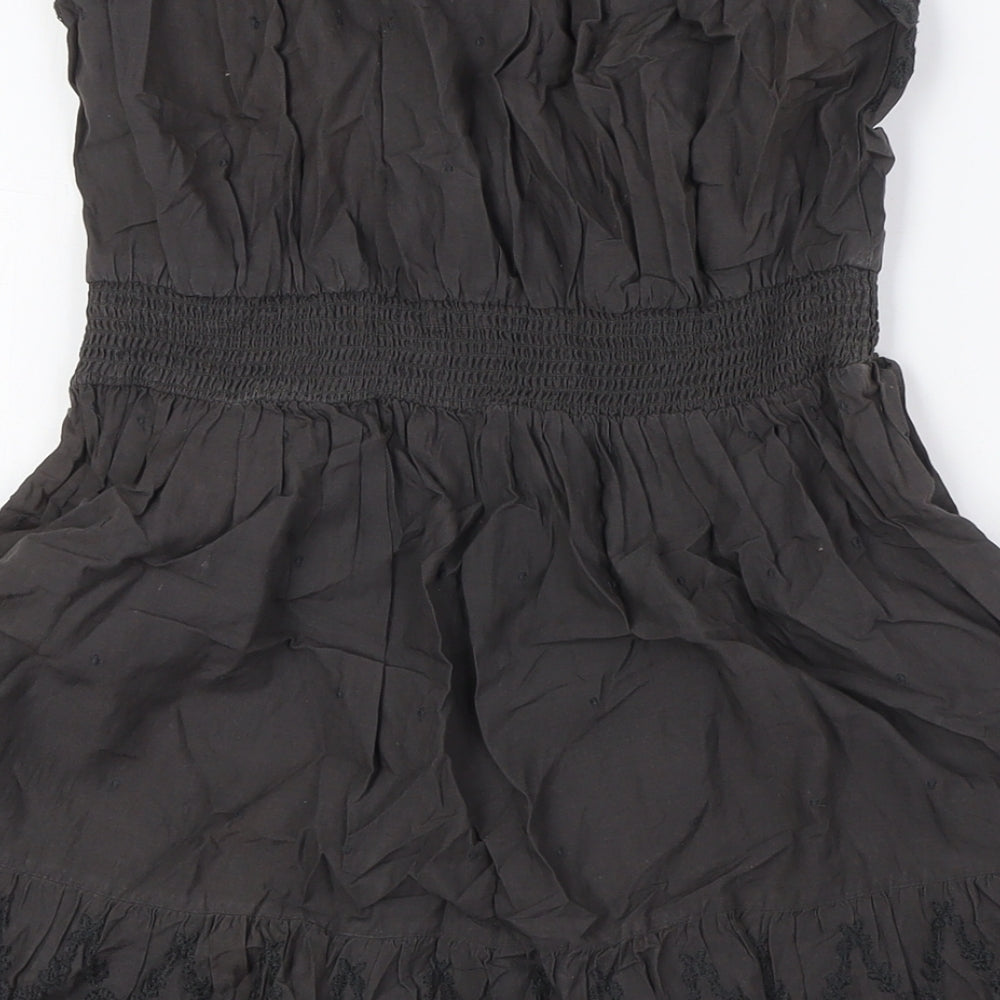 NEXT Womens Brown Cotton A-Line Size 12 Off the Shoulder - Elasticated Waist