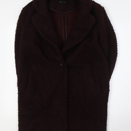 New Look Womens Brown Overcoat Coat Size 12 Button - Textured