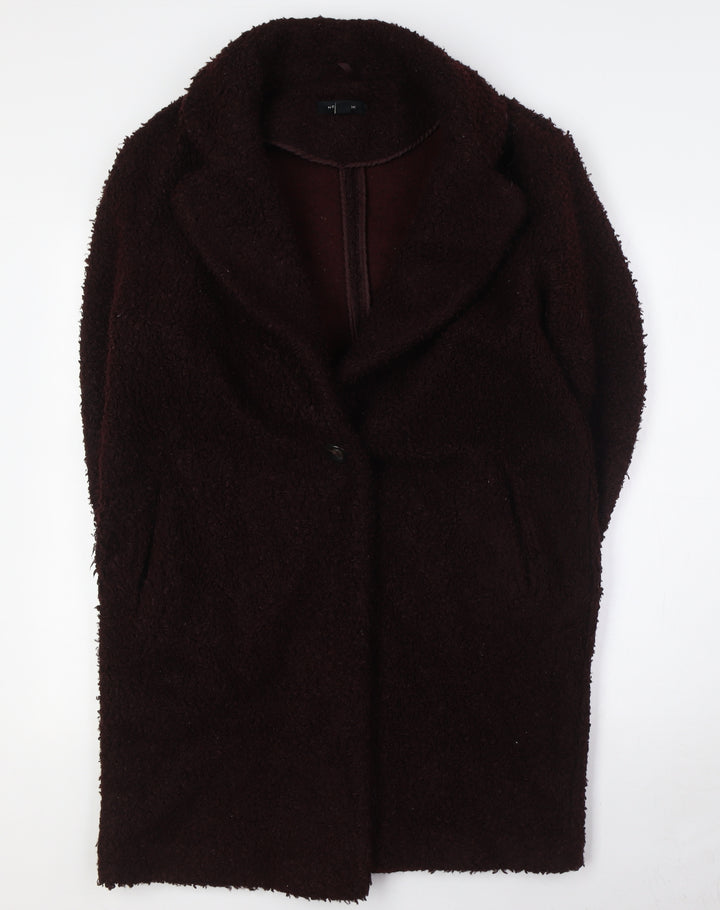 New Look Womens Brown Overcoat Coat Size 12 Button - Textured