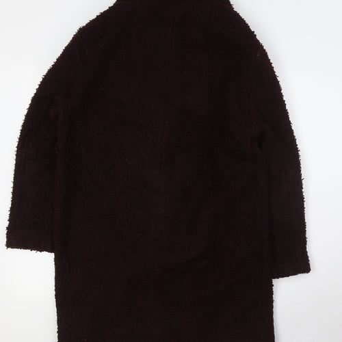 New Look Womens Brown Overcoat Coat Size 12 Button - Textured
