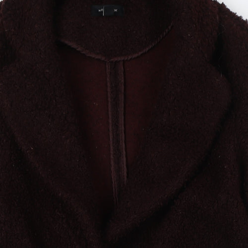 New Look Womens Brown Overcoat Coat Size 12 Button - Textured
