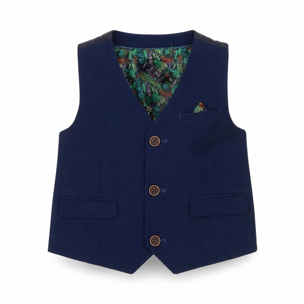 Front view of Next boys’ blue jacket snowsuit, size 2, years button - ages 1.5-2