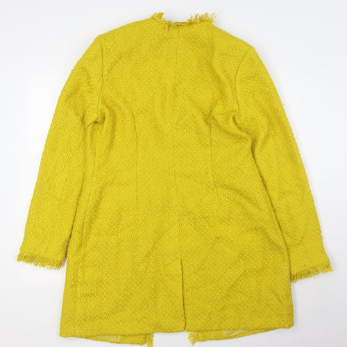 Body Flirt Womens Yellow Overcoat Coat Size 14 Hook & Eye - Textured, Raw Hems
