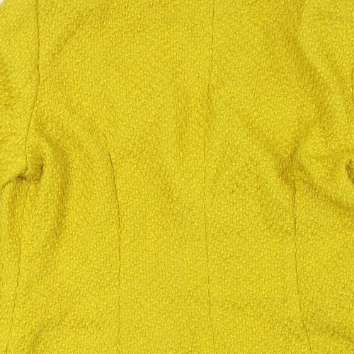 Body Flirt Womens Yellow Overcoat Coat Size 14 Hook & Eye - Textured, Raw Hems