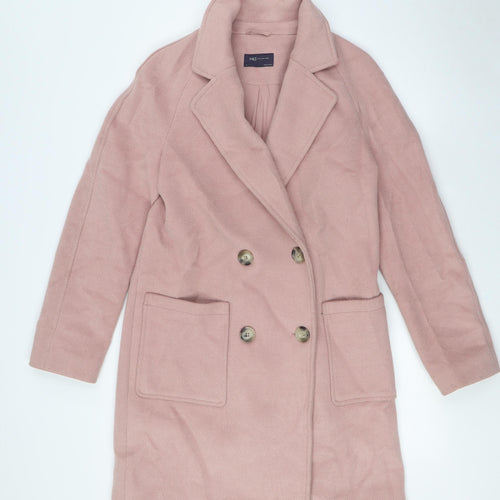 Marks and Spencer Womens Pink Overcoat Coat Size 8 Button - Dusk