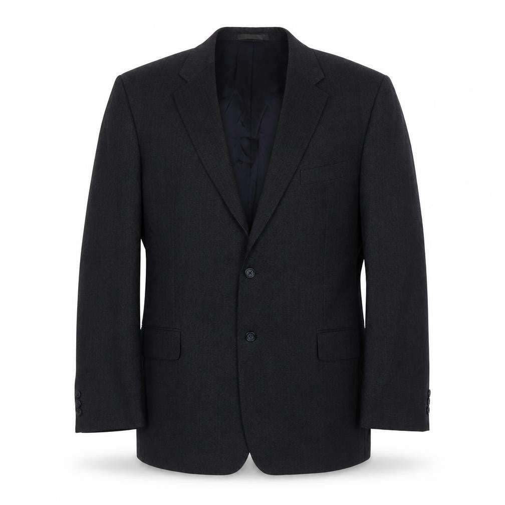 Front view of Charlton Gray men’s grey polyester jacket suit jacket, size 44, big & tall