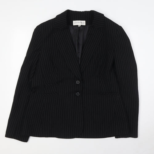Jones New York Womens Black Striped Jacket Size 14 Button