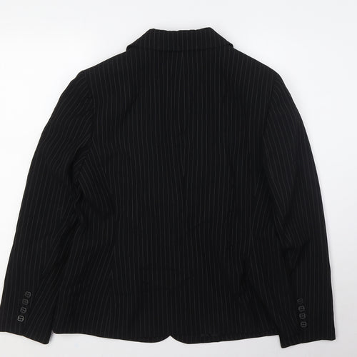 Jones New York Womens Black Striped Jacket Size 14 Button