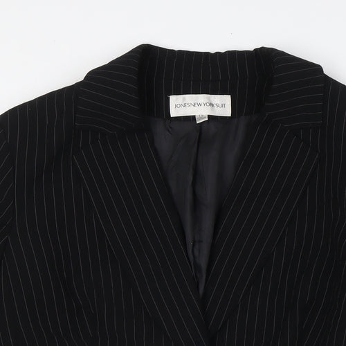 Jones New York Womens Black Striped Jacket Size 14 Button