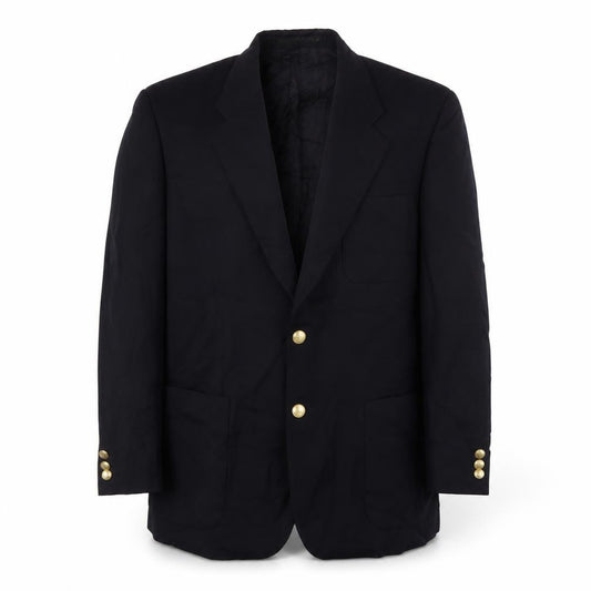 Front view of Marks & Spencer men’s blue polyester jacket blazer, size 40, regular